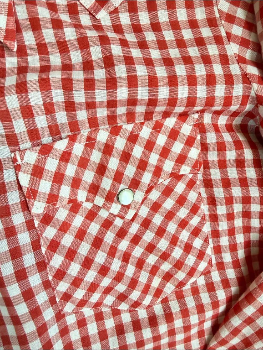 Vintage Cow Hand Red White Gingham Pearl Snap Western Shirt Mens M Cotton Cowboy - Picture 3 of 6
